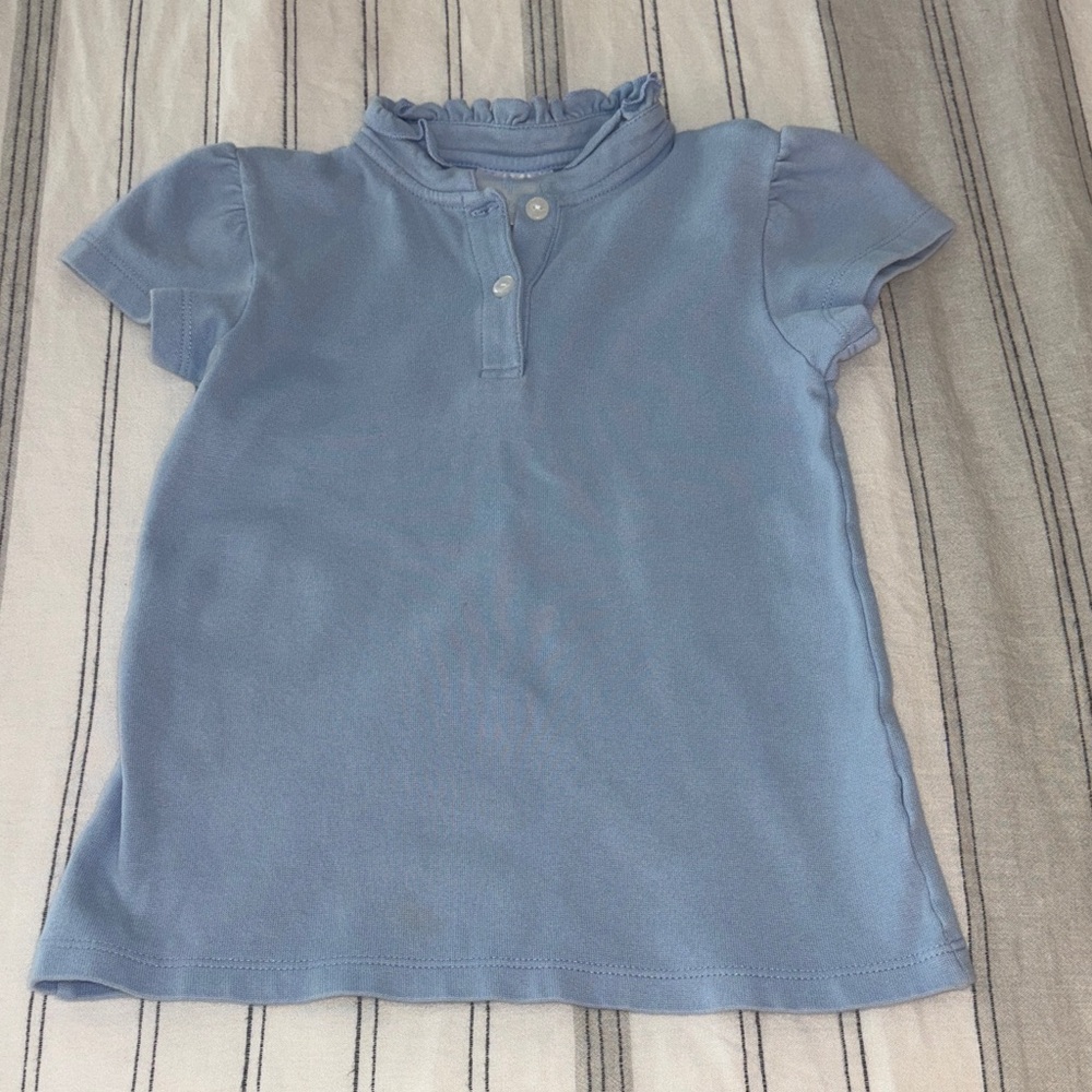 Little English Pale Blue Ruffle Neck Polo